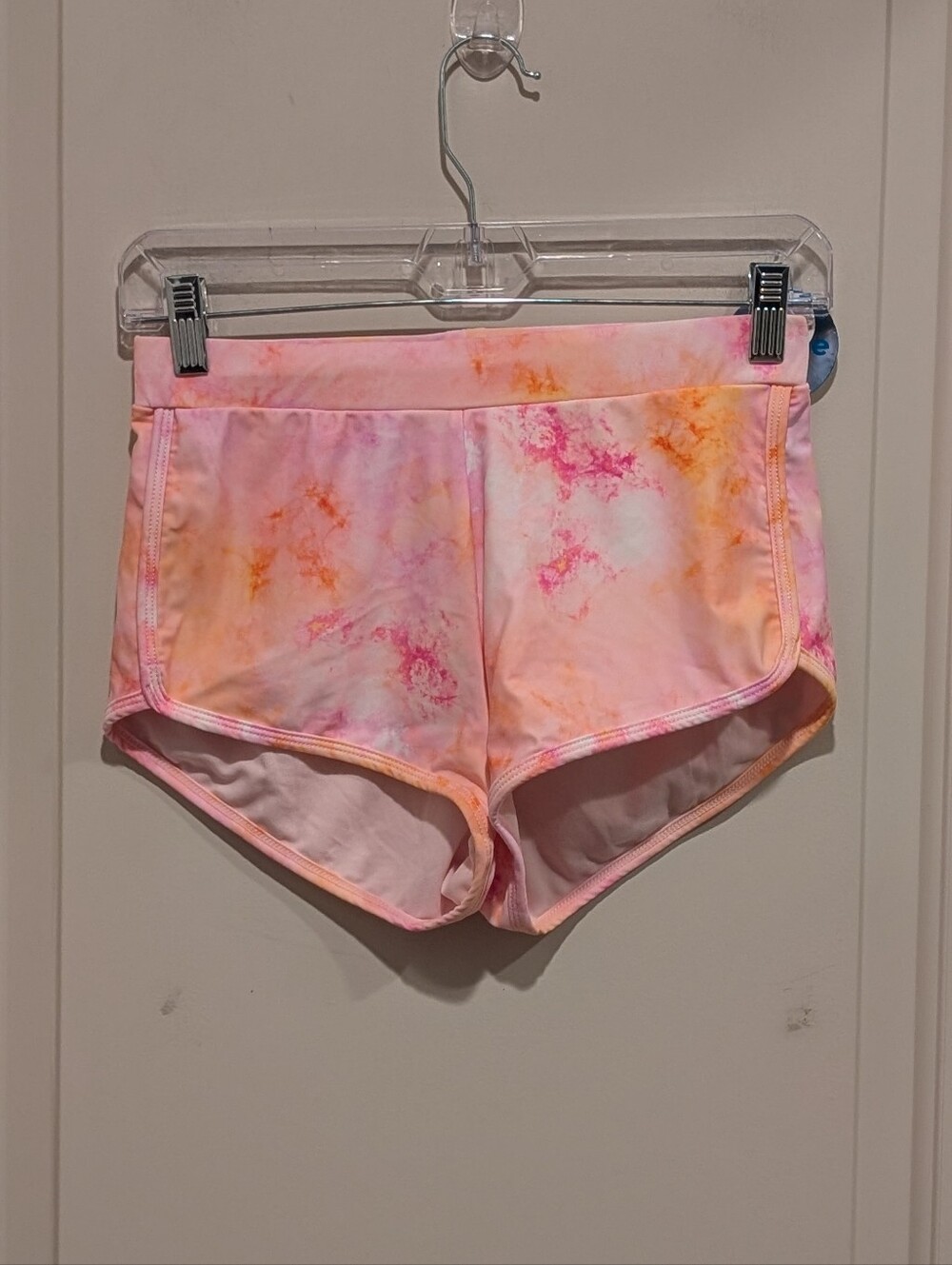 Decree Tie-Dye Bikini Bottoms High-Rise Shorts in Pink & Orange Medium